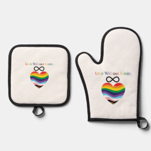 Ensemble De Gant De Cuisine Et De Manique Love Without Limits – Rainbow Heart with Infinity 