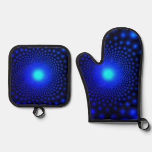Ensemble De Gant De Cuisine Et De Manique Lumières bleu néon