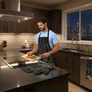 Ensemble De Gant De Cuisine Et De Manique Lumières de la ville de Boston