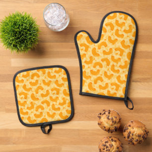 Ensemble De Gant De Cuisine Et De Manique Macaroni et Motif de fromage