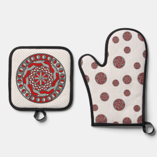 Ensemble De Gant De Cuisine Et De Manique Machinerie rouge