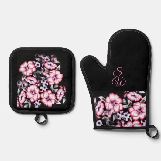 Ensemble De Gant De Cuisine Et De Manique Mai s'épanouit (Recto)