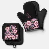 Ensemble De Gant De Cuisine Et De Manique Mai s'épanouit (Recto/Verso)