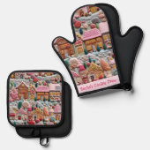 Ensemble De Gant De Cuisine Et De Manique Maison de pain d'épices (Recto/Verso)