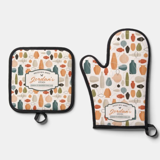 Ensemble De Gant De Cuisine Et De Manique Maître de la préparation des repas (Recto)