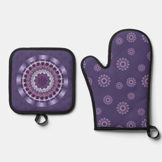 Ensemble De Gant De Cuisine Et De Manique Mandala (Recto)