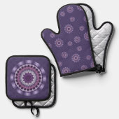 Ensemble De Gant De Cuisine Et De Manique Mandala (Recto/Verso)
