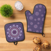 Ensemble De Gant De Cuisine Et De Manique Mandala (De haut en bas)