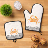 Ensemble De Gant De Cuisine Et De Manique Mandala Crab  – Coastal Orange Kitchen (De haut en bas)