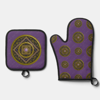 Ensemble De Gant De Cuisine Et De Manique Mandala du Sagittaire