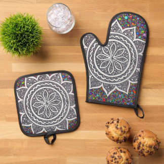Ensemble De Gant De Cuisine Et De Manique Mandala Mosaic 2025
