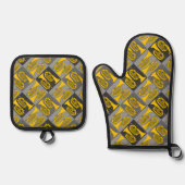 Ensemble De Gant De Cuisine Et De Manique Marching Baritone Crosshatch (Recto)