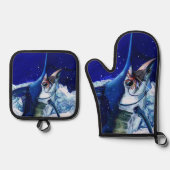 Ensemble De Gant De Cuisine Et De Manique Marlin bleu (Recto)