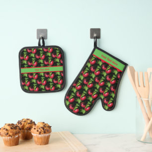 Ensemble De Gant De Cuisine Et De Manique McIntosh Apples Nature Motif Personnalisé