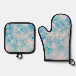 Ensemble De Gant De Cuisine Et De Manique Méditation Papillon Art Bleu Calme