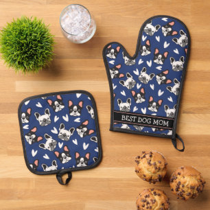 Ensemble De Gant De Cuisine Et De Manique Meilleur Motif français Bulldog