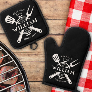 Ensemble De Gant De Cuisine Et De Manique Meilleur Papa Jamais Fête des pères BBQ Grill Adul