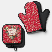 Ensemble De Gant De Cuisine Et De Manique Merry And Bright  (Recto/Verso)