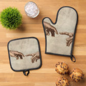 Ensemble De Gant De Cuisine Et De Manique Michaelangelo mains création adam dieu (De haut en bas)