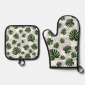 Ensemble De Gant De Cuisine Et De Manique Modern Boho Botanical Leaves Pattern (Recto)