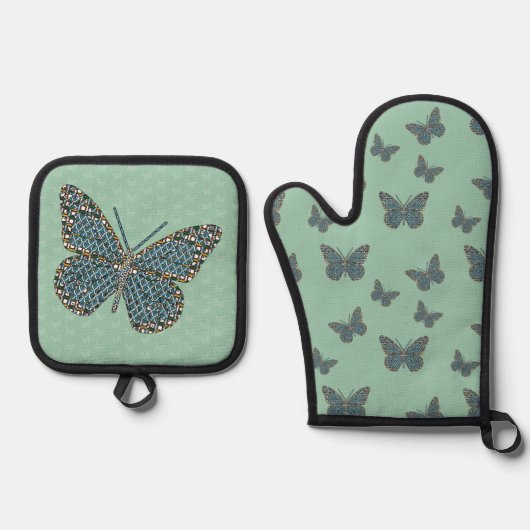 Ensemble De Gant De Cuisine Et De Manique Monarque marocain (Recto)