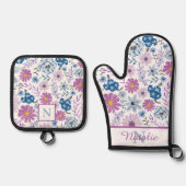 Ensemble De Gant De Cuisine Et De Manique monogramme botanique accueil chef cuisine protecti (Recto)