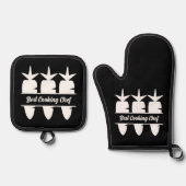 Ensemble De Gant De Cuisine Et De Manique Monogramme carottes (Recto)