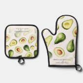 Ensemble De Gant De Cuisine Et De Manique Monogramme fait avec amour Avocado (Recto)