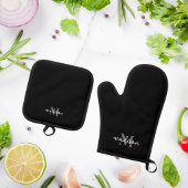 Ensemble De Gant De Cuisine Et De Manique Monogramme Nom initial Noir