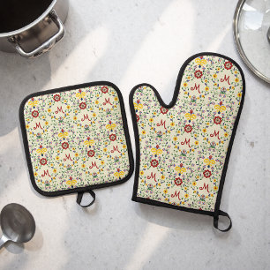 Ensemble De Gant De Cuisine Et De Manique Monogramme scandinave Motif scandinave de roupie n