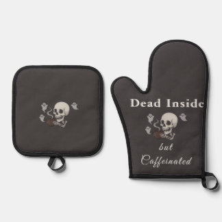 Ensemble De Gant De Cuisine Et De Manique Mort à l'Intérieur Mais Caféiné – Coussin d'Hallow