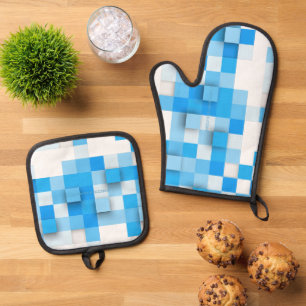 Ensemble De Gant De Cuisine Et De Manique mosaïque moderne tridimensionnelle de carrés de Sl