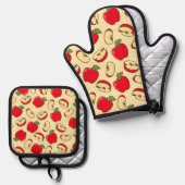 Ensemble De Gant De Cuisine Et De Manique Motif (Recto/Verso)