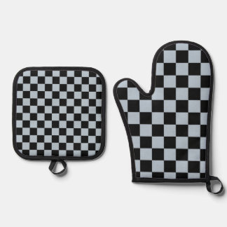 Ensemble De Gant De Cuisine Et De Manique Motif à carreaux de glace noire