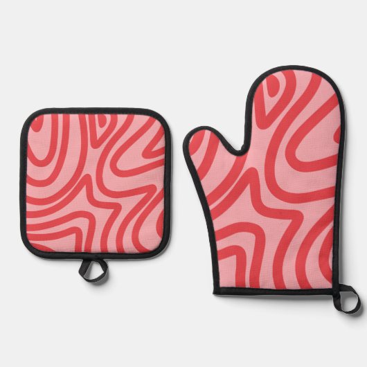 Ensemble De Gant De Cuisine Et De Manique motif abstrait (Recto)