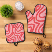 Ensemble De Gant De Cuisine Et De Manique motif abstrait (De haut en bas)