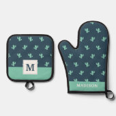 Ensemble De Gant De Cuisine Et De Manique Motif Cactus unique (Recto)