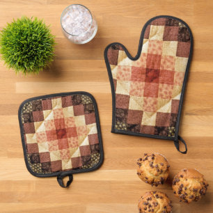 Ensemble De Gant De Cuisine Et De Manique Motif de courtepointe Heirloom