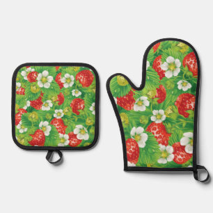 Ensemble De Gant De Cuisine Et De Manique Motif de fraises