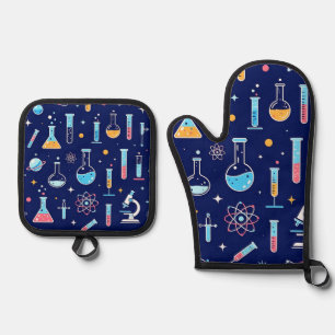 Ensemble De Gant De Cuisine Et De Manique Motif de laboratoire scientifique coloré de chimie