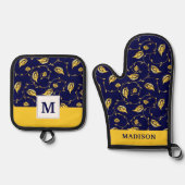 Ensemble De Gant De Cuisine Et De Manique Motif de Peacock Sari (Recto)