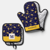 Ensemble De Gant De Cuisine Et De Manique Motif de Peacock Sari (Recto/Verso)