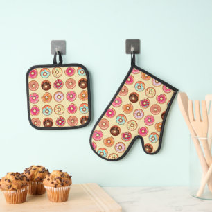 Ensemble De Gant De Cuisine Et De Manique Motif Doughnut mou
