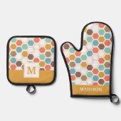 Ensemble De Gant De Cuisine Et De Manique Motif du module Bee Hive (Recto)