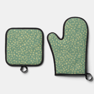 Ensemble De Gant De Cuisine Et De Manique Motif étoilé turquoise menthe