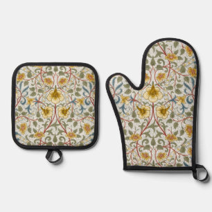 Ensemble De Gant De Cuisine Et De Manique Motif floral Narcisse de William Morris