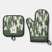 Ensemble De Gant De Cuisine Et De Manique Motif forestier (Recto)