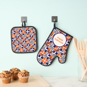 Ensemble De Gant De Cuisine Et De Manique motif ludique sur le thème de l'Halloween
