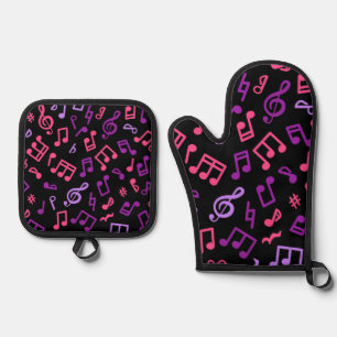 Ensemble De Gant De Cuisine Et De Manique Motif musical