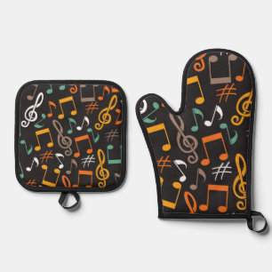 Ensemble De Gant De Cuisine Et De Manique Motif musical